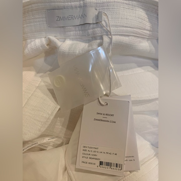 ❌SOLD❌ NWT Authentic Zimmermann Devi high-waisted trousers size AU 3 - Picture 5 of 8